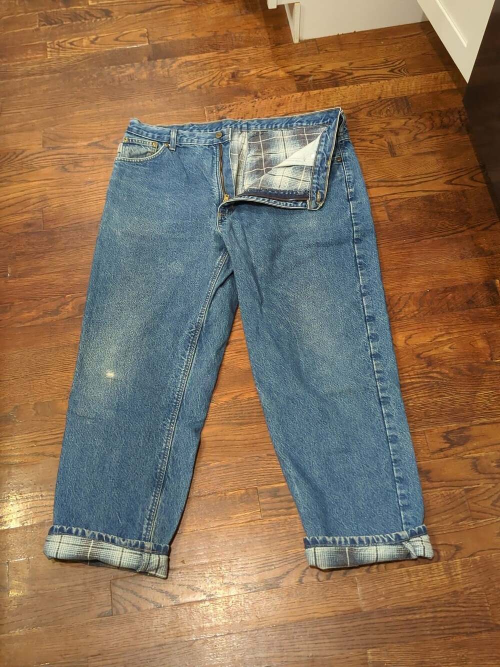 Carhartt B21 DST Size 40x30 (38x30) Blue Flannel Lined Denim Jeans
